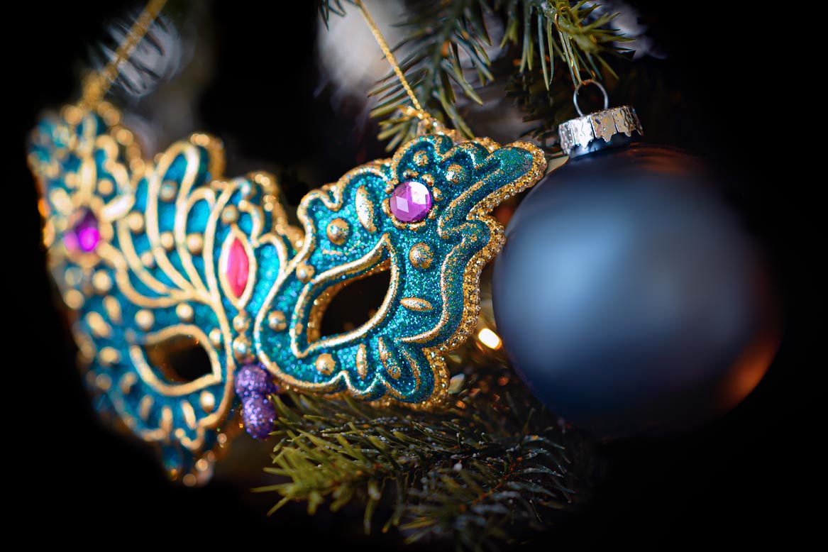 Kerstbal venetiaans carnaval masker