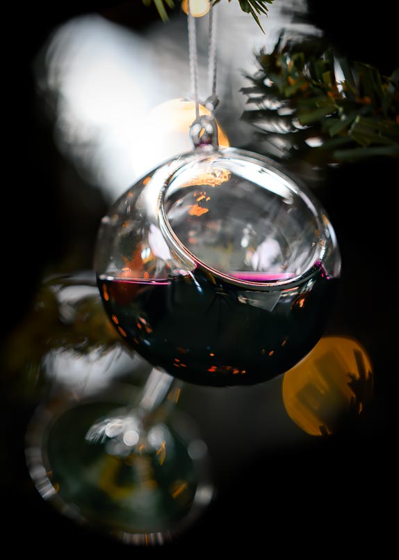 Kerstbal wijnglas